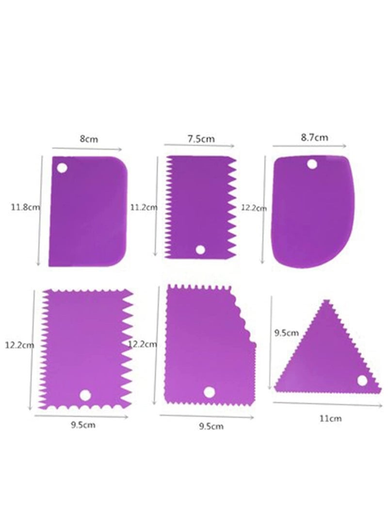 SOLARAE 6 Pcs/Set Baking Spatulas Pastry Dough Cutter Cake Bread Slicer Baking Pastry Tools Scraper Cake Blade Silicone Spatula For Cake Patisserie Scraper Decoration Tool (purple) - Image 3