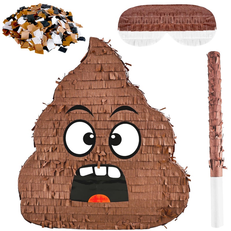 Drayear Funny Poop Piata Set with 146 x 132 Inch Poop Piata Bat Blindfold and Confetti for Kids Adults Hilarious Birthday Party Decoration - Image 3