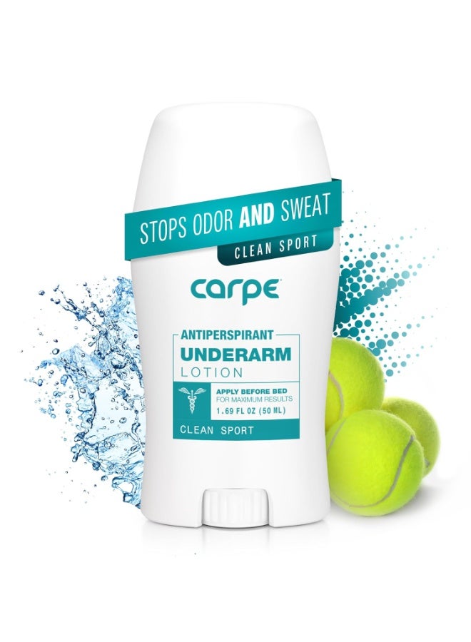 Carpe Carpe Deodorant Underarm Antiperspirant - Advanced Sweat & Odor Protection Formula - Sport Deodorant for Men & Women - Combat Excessive Sweating with Odor Control - Clean Sport Scent Size: 1.69 Fl Oz (Pack of 1) - Image 1