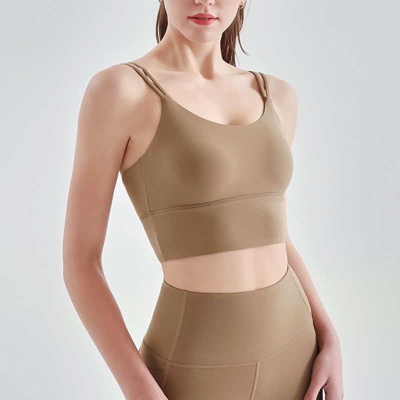 New Lulu Yoga Bra Fixed All-In-One Chest Pad Double Shoulder Strap Sling Fitness Vest Beautiful Back Sports Bra - Image 4