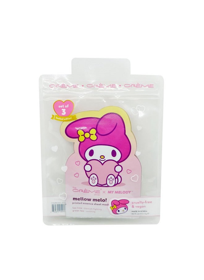 The Creme Shop X My Melody Mellow Melo Printed Essence Sheet Mask Acne Face Mask K Beauty Facial Mask (3Pk) 