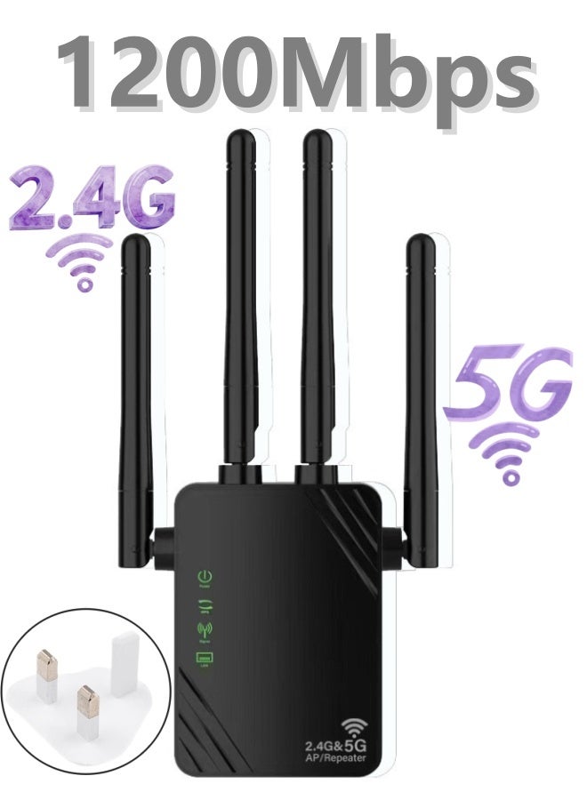 مكرر إشارة واي فاي، 1200 ميجابت في الثانية، موسع واي فاي ثنائي النطاق 5G/2.4G، موسع النطاق العريض/واي فاي، إعداد بلمسة واحدة، التوصيل والتشغيل - Image 5