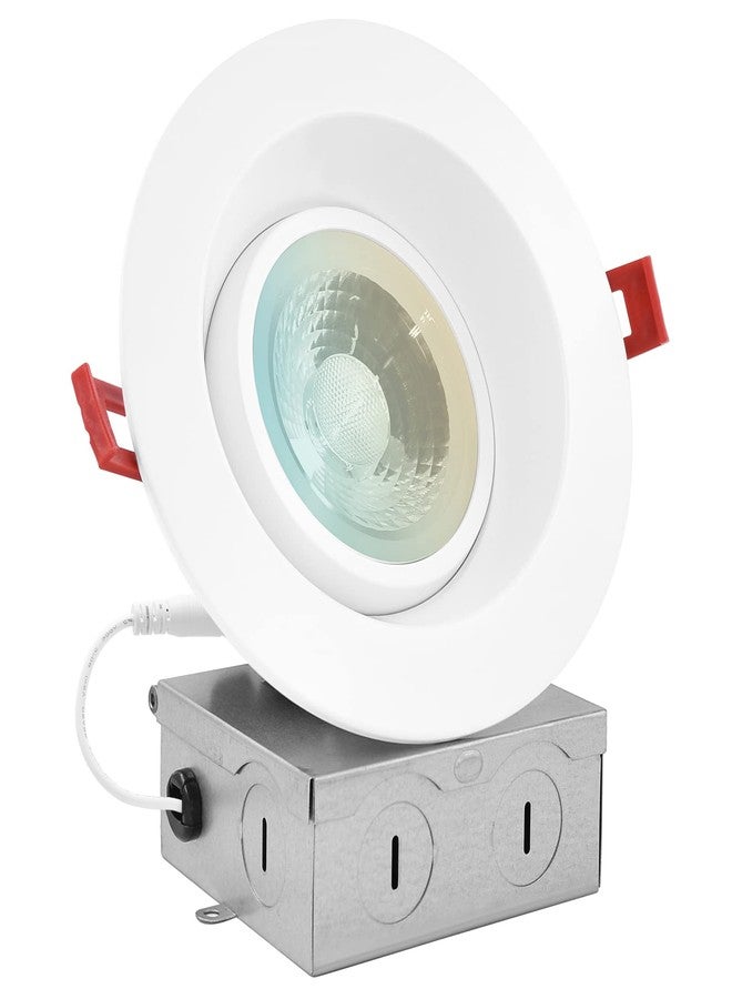LUXRITE 4 Inch Gimbal LED Recessed Light with J-Box, 12W, 5 Color Selectable 2700K-5000K, 1000 Lumens, Dimmable Adjustable LED Downlight, Damp Rated, ETL Listed - Image 1