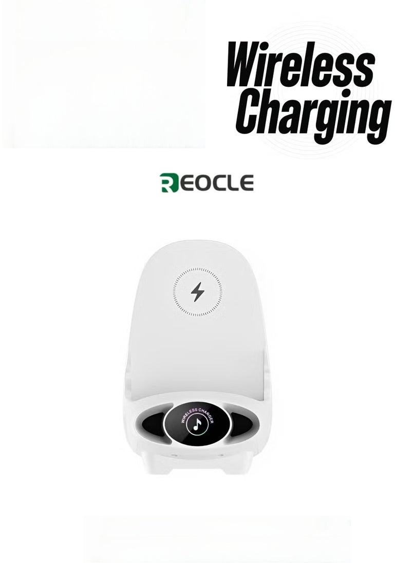 REOCLE Wireless Charger Mini Chair Wireless Fast Charger Multifunctional Phone Holder Cell Phone Stand with Speaker Function Phones Holder Stand Desktop Decoration  - Image 1