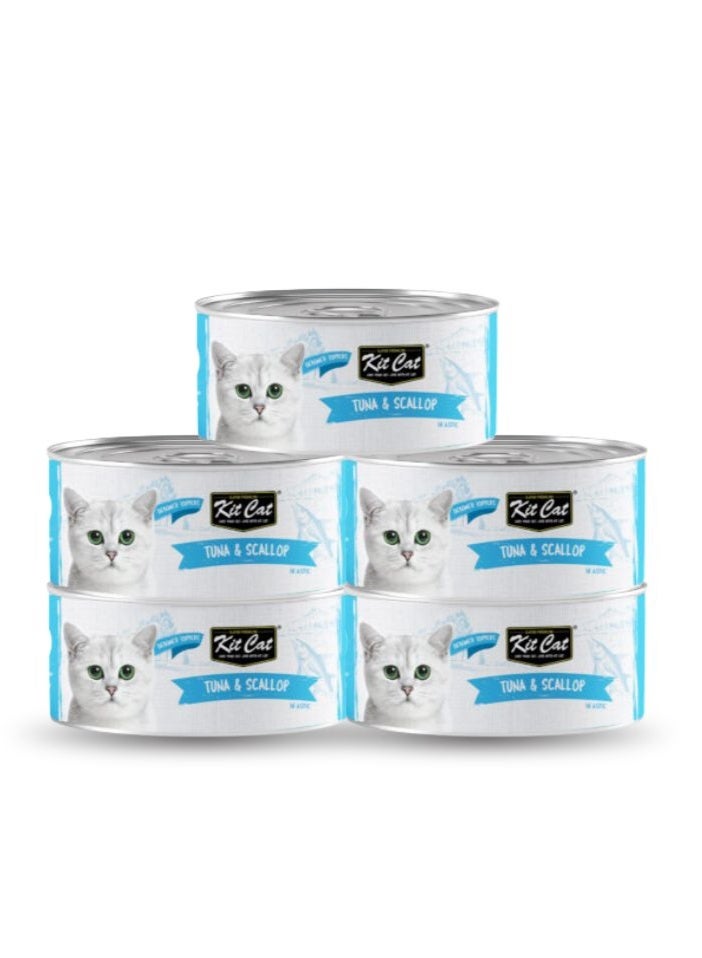Kit Cat 5 PC's Kit Cat Tuna & Scallop Wet Cat Food 80g Cans - Image 1