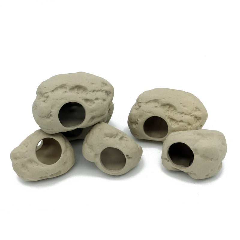 ALEGI Aquarium Decoration Rock Caves for Fish Tank, Ceramic Betta Fish Tank Accessories Hideout, Cichlid Stackable Cave Hiding (3 Small & 3 Medium) - Image 3