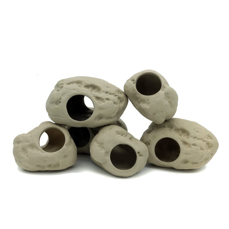 ALEGI Aquarium Decoration Rock Caves for Fish Tank, Ceramic Betta Fish Tank Accessories Hideout, Cichlid Stackable Cave Hiding (3 Small & 3 Medium) - Image 4