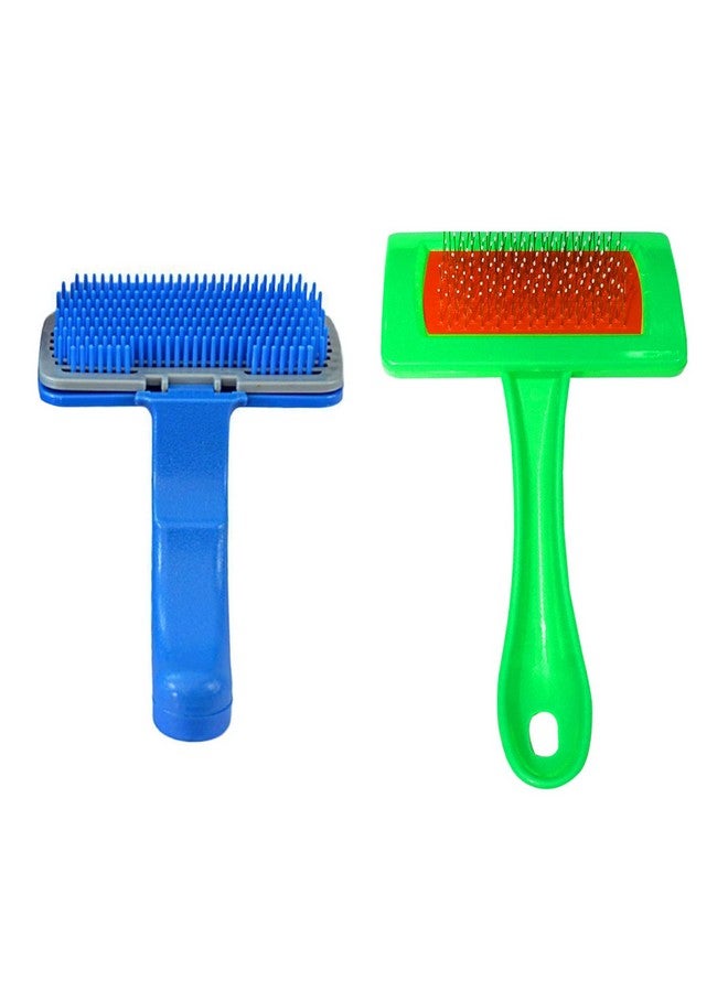 إيميلي بيتس مجموعة العناية بالشعر للكلاب والقطط والجراء والأرانب - فرشاة تنظيف ذاتية مع مفتاح ضغط، فرشاة إزالة شعر الكلاب للكلاب الصغيرة والمتوسطة الحجم (قد يختلف اللون، عبوة من قطعتين) - Image 1