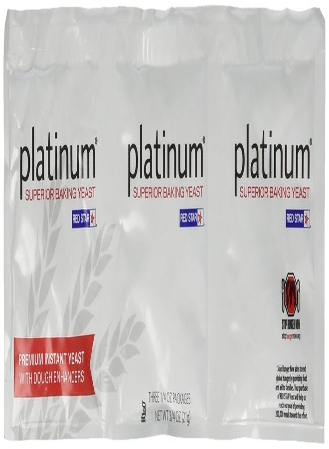 Red Star Platinum Premium Instant Yeast with Dough Enhancers - Three 1/4 oz Packages per Sleeve (Two Sleeves for Total of 6 pkgs) - Image 1