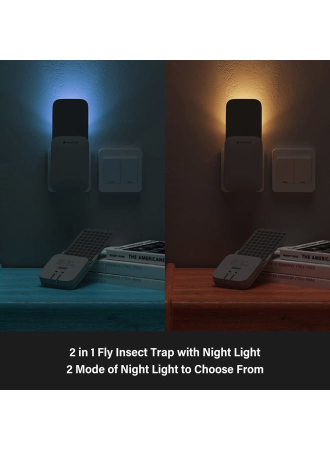Mosalogic Fly Insect Trap Plug-in Mosquito Killer Indoor Gnat Moth Catcher Fly Tapper with Night Light UV Attractant Catcher for Home Office Grey-1Pack - Image 3