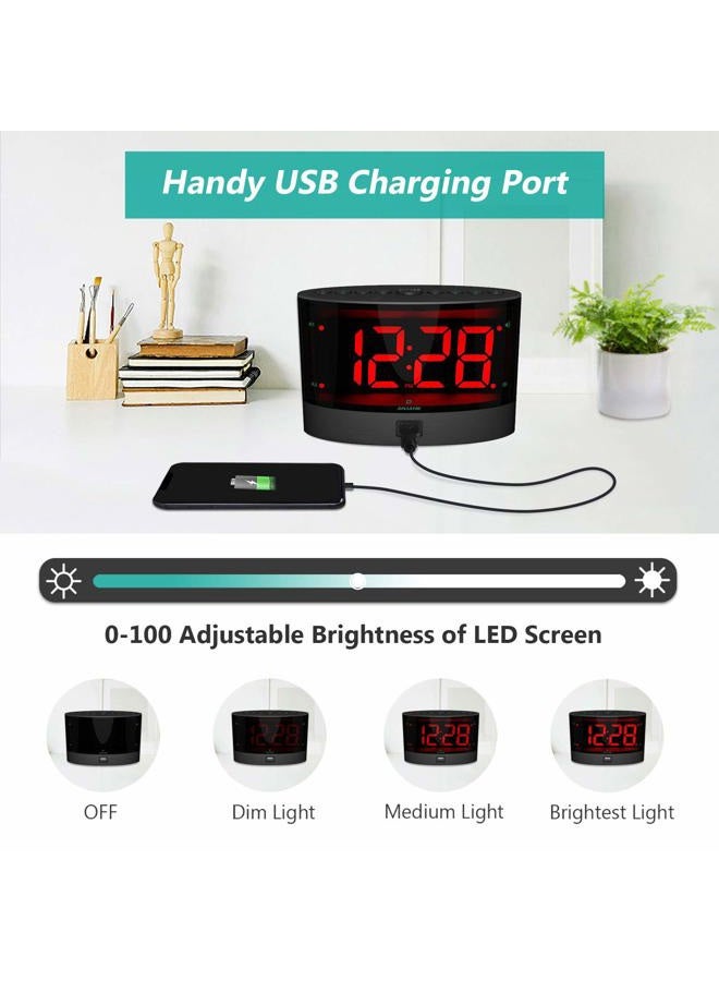 ANJANK Extra Loud Alarm Clock for Heavy Sleepers, Wireless Bed Shaker, Vibrating Dual Alarm, Deaf and Hearing-impaired, Adjustable Volume/Dimmer/Wake up Mode, USB Charger Port - Image 5