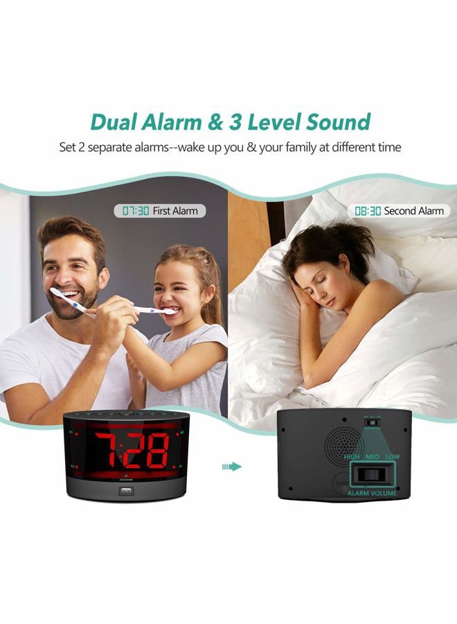 ANJANK Extra Loud Alarm Clock for Heavy Sleepers, Wireless Bed Shaker, Vibrating Dual Alarm, Deaf and Hearing-impaired, Adjustable Volume/Dimmer/Wake up Mode, USB Charger Port - Image 4