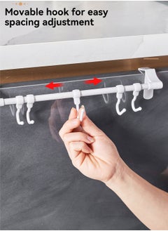 LEOKOR 3 Pack Adjustable Cabinet Hooks White Multifunctional Hanging Hooks for Utensils and Towels - No Drill Kitchen Storage Solution  - Image 3