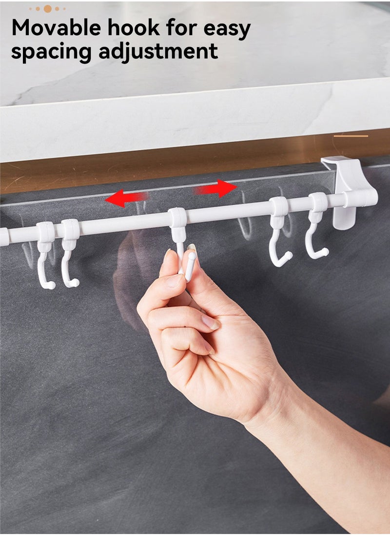 LEOKOR - 3 Pack Adjustable Cabinet Hooks White Multifunctional Hanging Hooks for Utensils and Towels - No Drill Kitchen Storage Solution - Image 1