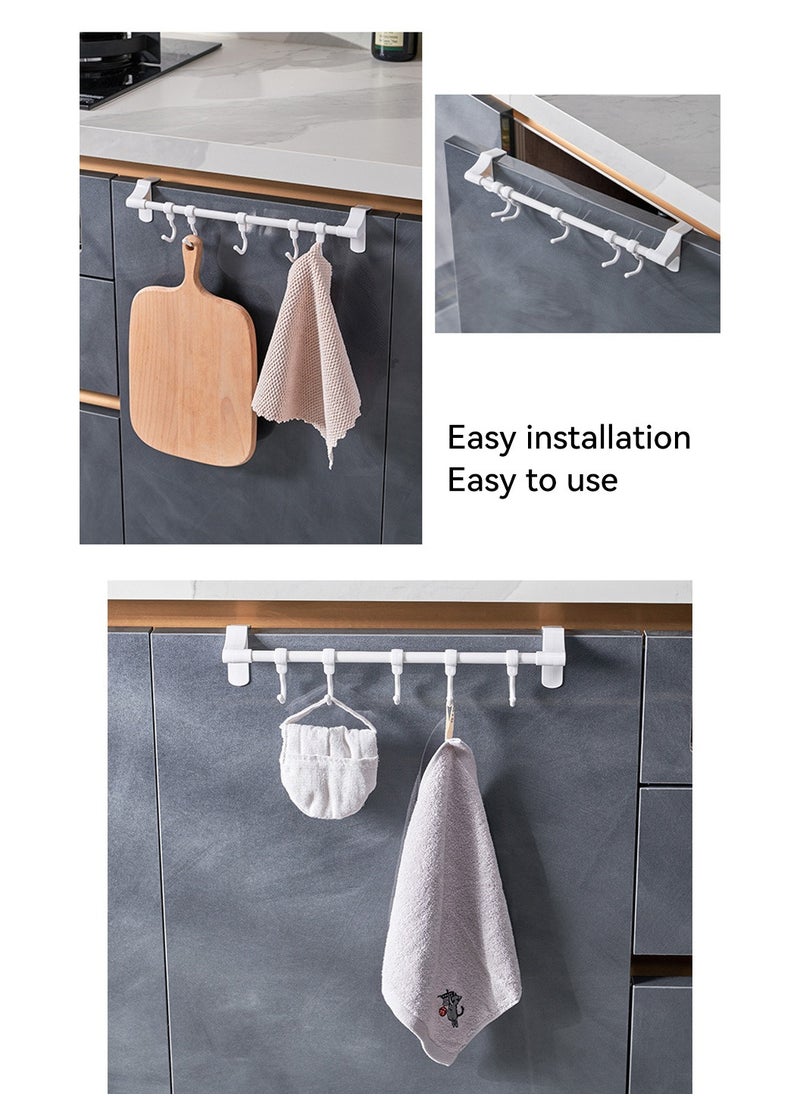 LEOKOR - 3 Pack Adjustable Cabinet Hooks White Multifunctional Hanging Hooks for Utensils and Towels - No Drill Kitchen Storage Solution - Image 1