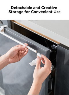 LEOKOR 3 Pack Adjustable Cabinet Hooks White Multifunctional Hanging Hooks for Utensils and Towels - No Drill Kitchen Storage Solution  - Image 4