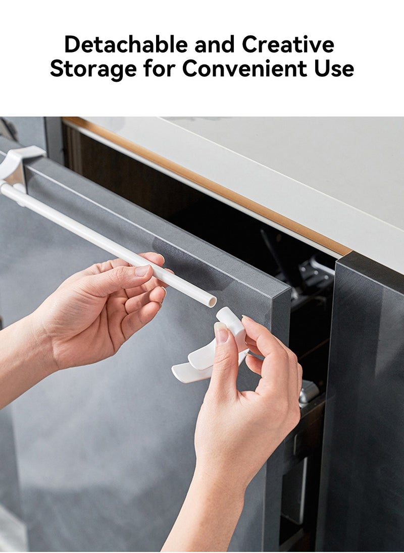 LEOKOR - 3 Pack Adjustable Cabinet Hooks White Multifunctional Hanging Hooks for Utensils and Towels - No Drill Kitchen Storage Solution - Image 1