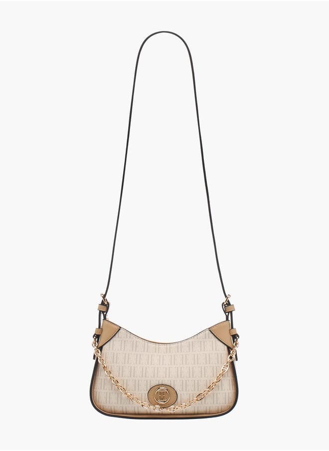 ELLE Womens Monogram Print Crossbody Bag With Adjustable Strap And Zip Closure  - Image 2