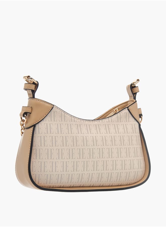 ELLE Womens Monogram Print Crossbody Bag With Adjustable Strap And Zip Closure  - Image 3