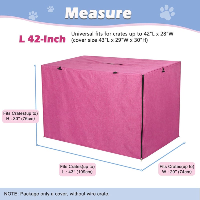 Deblue Heavy-Duty Dog Crate Cover, Privacy Pet Kennel Cover Universal Fits for 42 Inches Wire Cage, Polyester Crate Cover Fit for 1 2 3 Doors Crate (Pink) - Image 4