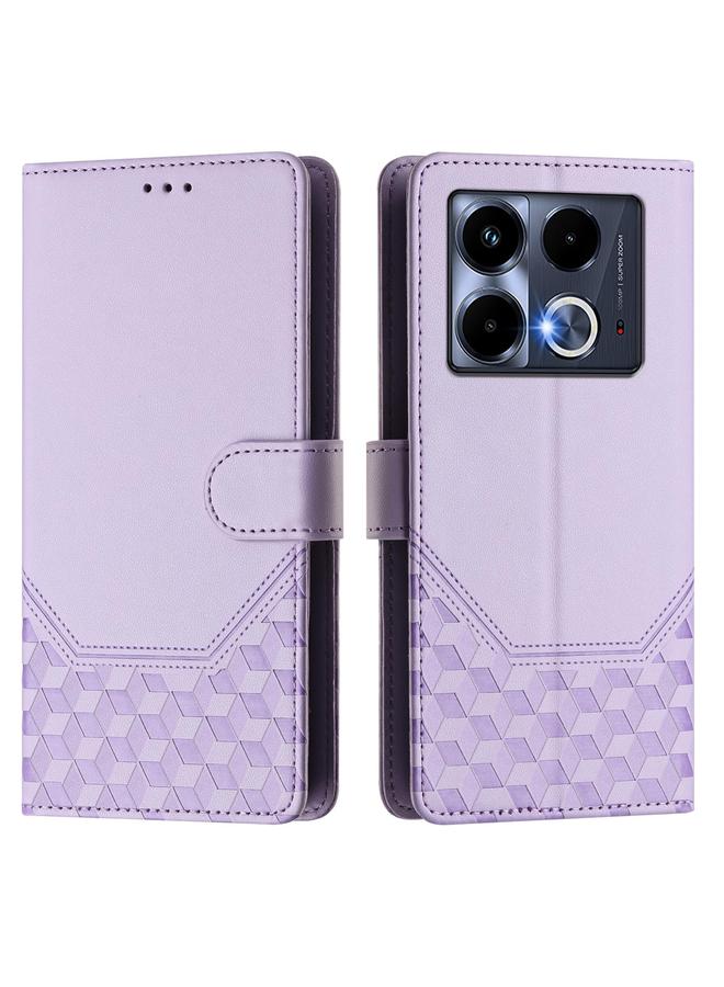 زبون جراب لهاتف Infinix Note 40 4G مصنوع من الجلد بنقش قرص العسل بتقنية RFID - Image 2