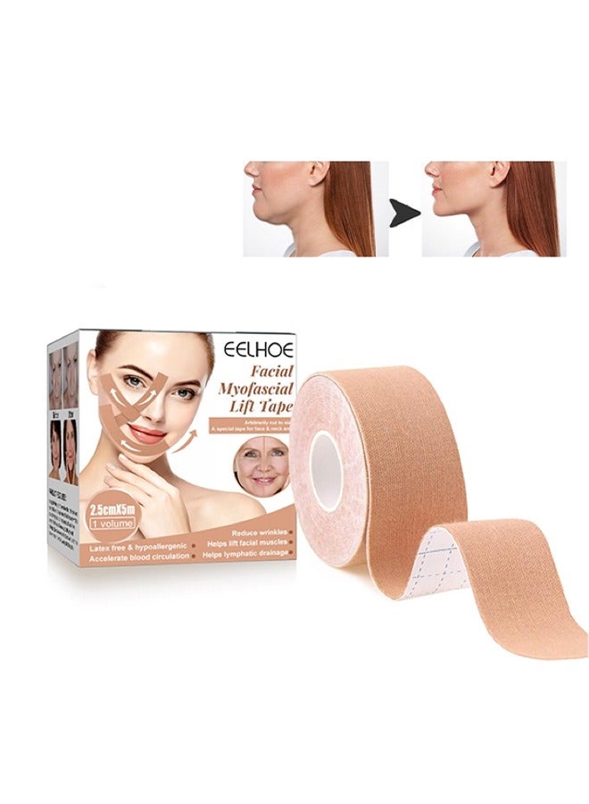 EELHOE Facial Myofascial Lift Tape Face Lift Stickers, Face Toning Tape Anti Freeze Anti Wrinkle Belts Patche, Neck Lift Tape Unisex For Firming and Tightening 2.5cm*5m - Image 1