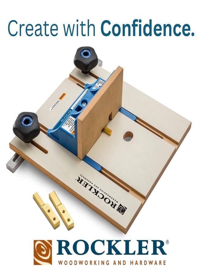 روكلر قالب توصيل صندوق طاولة التوجيه - مفاتيح فهرسة بمفاصل الأصابع بعرض ثلاثة أصابع ¼ بوصة، ⅜ بوصة و½ بوصة - سياج توجيه MDF ثابت مع طلاء ميلامين منخفض الاحتكاك - مقابض لقفل المنصة مع فتحة ميتري ¾ بوصة - Image 2