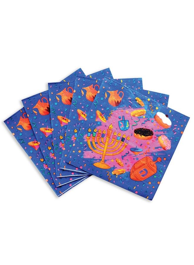 Izzy 'n' Dizzy Hanukkah Paper Goods Set Mega Pack Serves 10 Large And Small Plates Napkins - Image 5