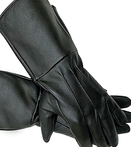 SI MEN'S MEDIEVAL RENAISSANCE UNLINED GAUNTLET GLOVES (MEDIUM, BLACK) - Image 3
