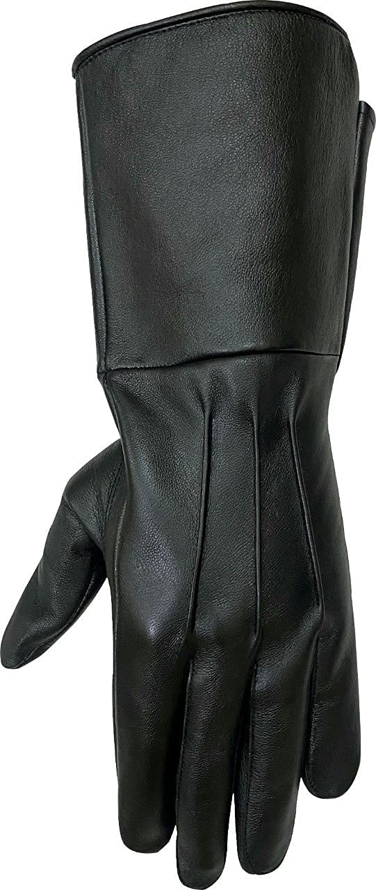 SI MEN'S MEDIEVAL RENAISSANCE UNLINED GAUNTLET GLOVES (MEDIUM, BLACK) - Image 4