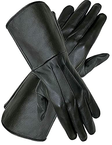 SI MEN'S MEDIEVAL RENAISSANCE UNLINED GAUNTLET GLOVES (MEDIUM, BLACK) - Image 2