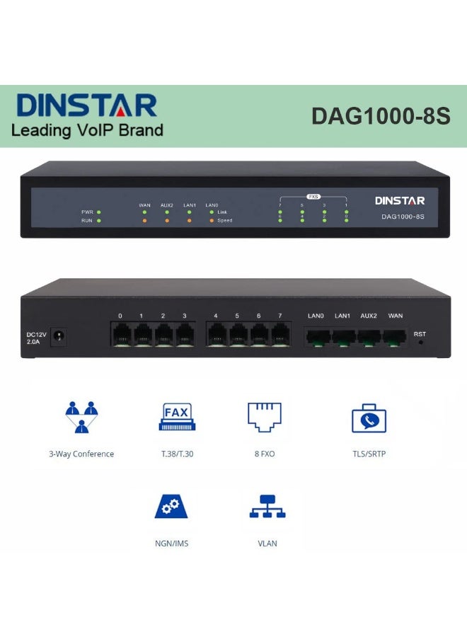 Dinstar DAG1000-8S FXS Analog VoIP Gateway: Versatile, Simple Operation, 8 FXS Ports - Image 3