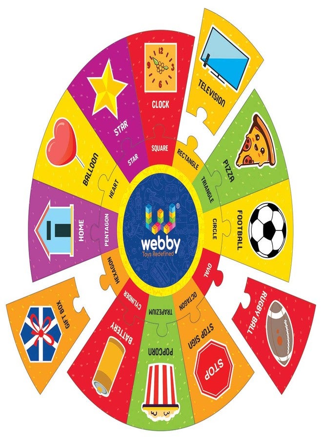 Webby Shapes Wooden Round Jigsaw Floor Puzzle, 13 Pcs - Image 3