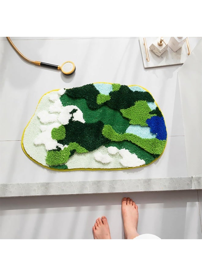 general Green Moss Bath Mats, Cute Funny Bathroom Décor Indoor Doormat Soft Non Slip Washable Bathroom Rugs for Shower, Tub, Bedroom 31"×20" - Image 2