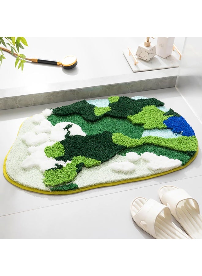 general Green Moss Bath Mats, Cute Funny Bathroom Décor Indoor Doormat Soft Non Slip Washable Bathroom Rugs for Shower, Tub, Bedroom 31"×20" - Image 1