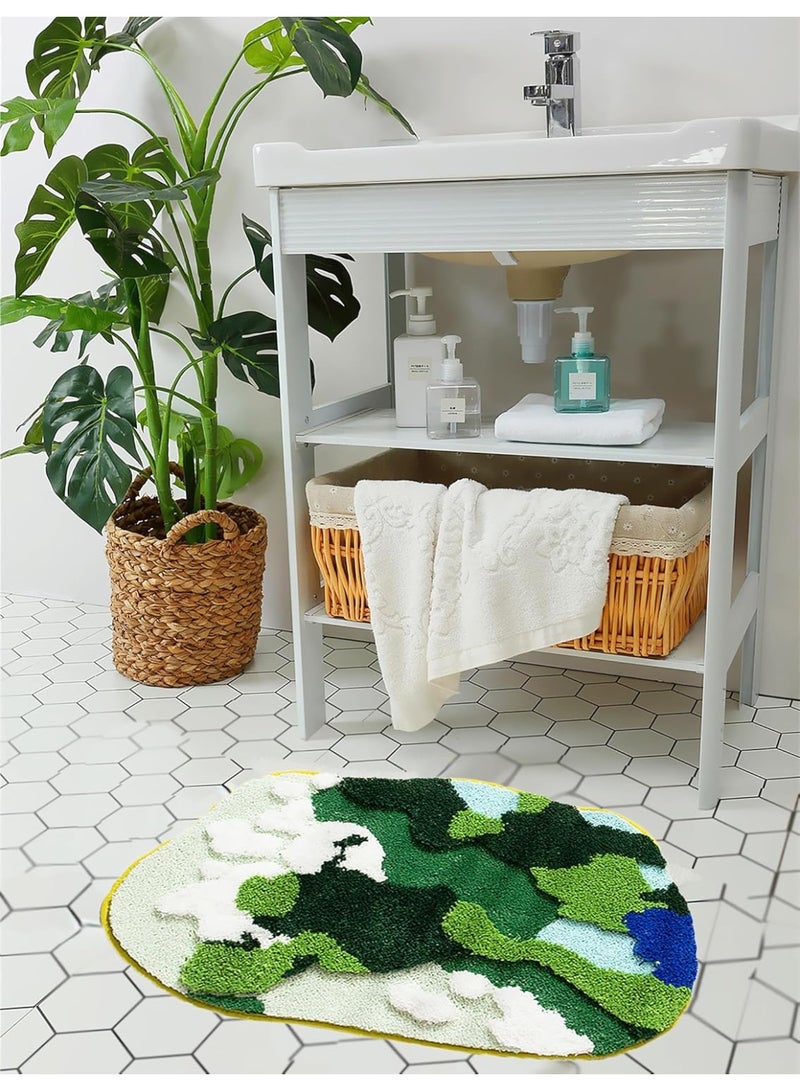 general Green Moss Bath Mats, Cute Funny Bathroom Décor Indoor Doormat Soft Non Slip Washable Bathroom Rugs for Shower, Tub, Bedroom 31"×20" - Image 3