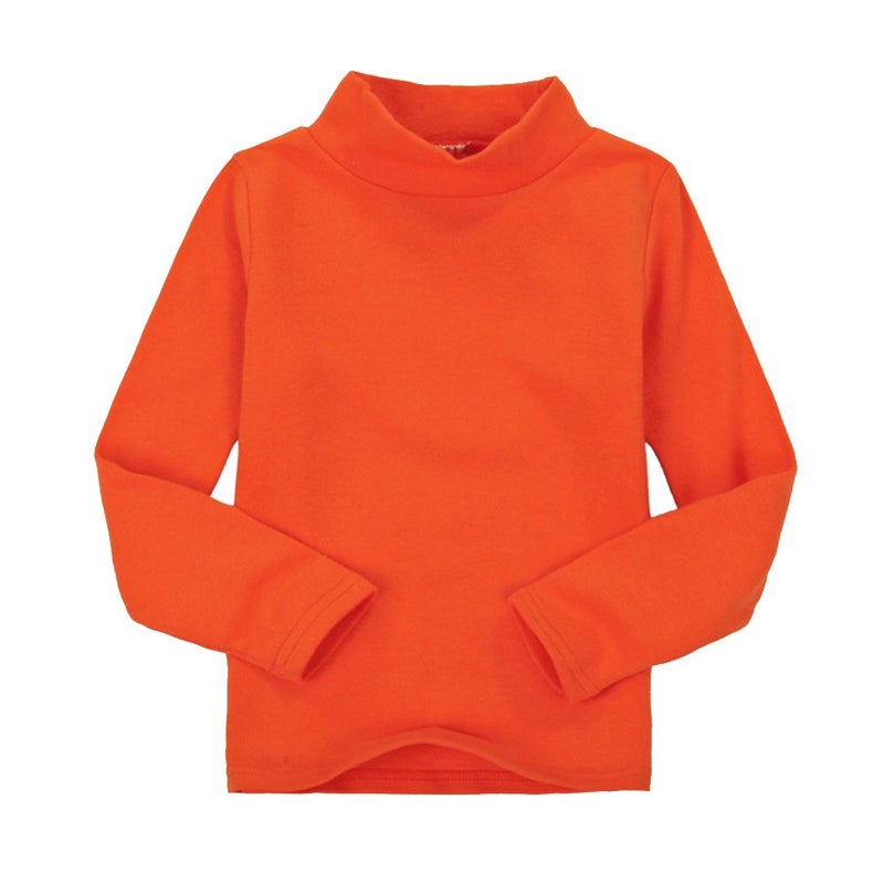 CuteOn Children Unisex Solid Color Kids School Uniform Long Sleeve Turtleneck T-Shirt Orange 24 Months - Image 2