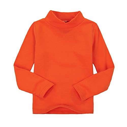 CuteOn Children Unisex Solid Color Kids School Uniform Long Sleeve Turtleneck T-Shirt Orange 24 Months - Image 1