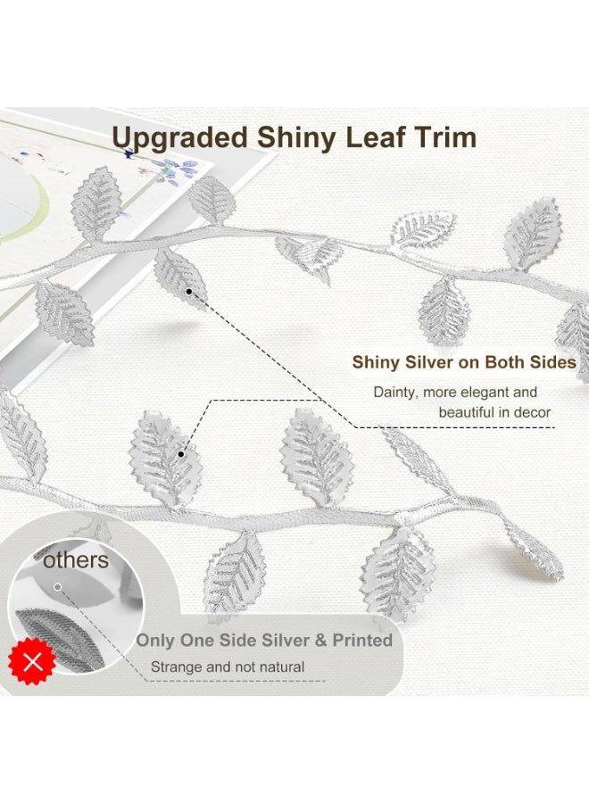 سونسر شريط أوراق بطول 120 قدمًا، أوراق كرمة صناعية، شريط زينة، نباتات الغابة البرية، نباتات خضراء للزفاف، أكاليل الزهور المنزلية، والحرف اليدوية (فضي) - Image 2