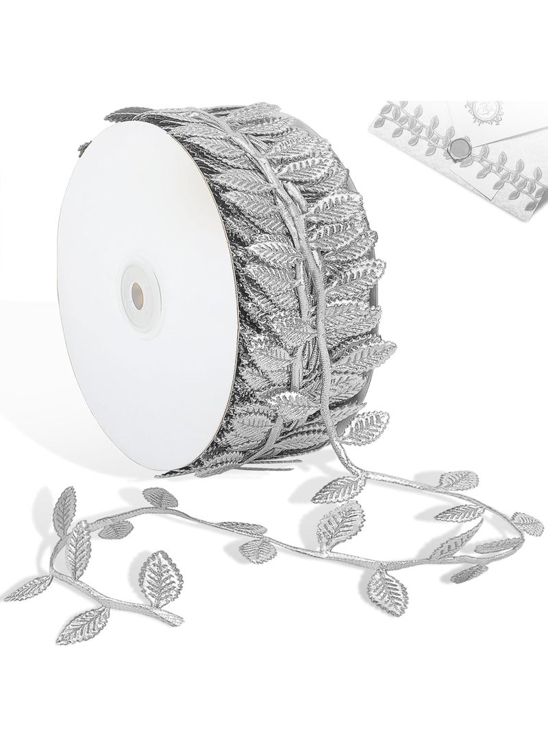 سونسر شريط أوراق بطول 120 قدمًا، أوراق كرمة صناعية، شريط زينة، نباتات الغابة البرية، نباتات خضراء للزفاف، أكاليل الزهور المنزلية، والحرف اليدوية (فضي) - Image 1