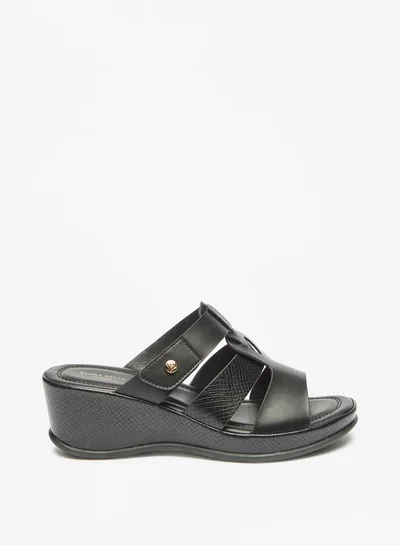 Flora Bella By Shoexpress Women's Textured Slide Sandal With Wedge Heels
