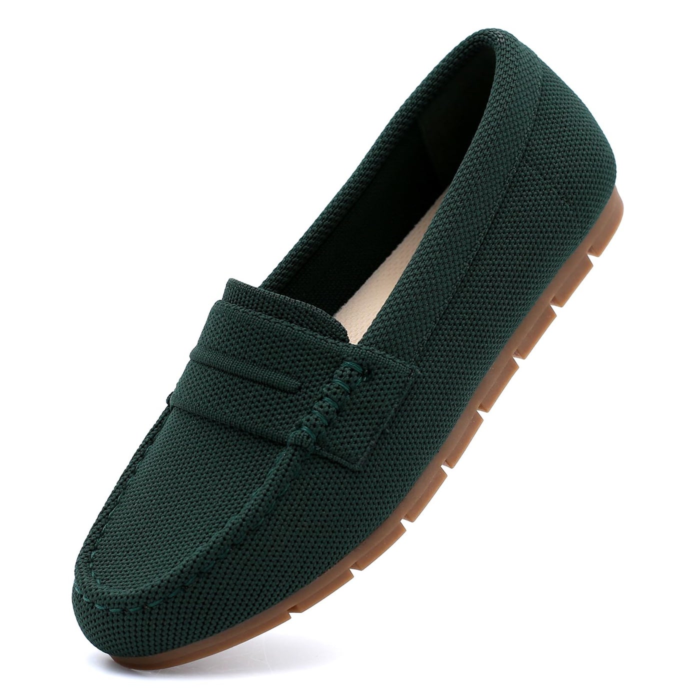 Cvistpieo Loafers for Women Comfortable Dressy Casual Work Flats Lightweight & Breathable Slip On Walking Shoes Knit Green Size 8.5