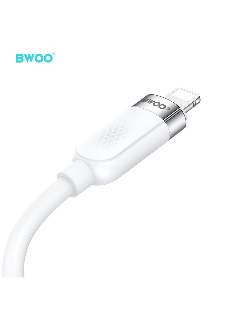 BWOO Type-C To Lightning Skin-Friendly Liquid Silicon Charging Cable White - Image 3