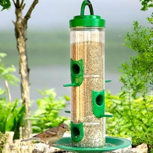 SpikeZone - Hanging Bird Feeder for Balcony I Outdoor Bird Food Feeder I 6 Feed Nozzles | 900gram Bird Food Capacity (Green, Pack of 2 Pcs) - Image 1