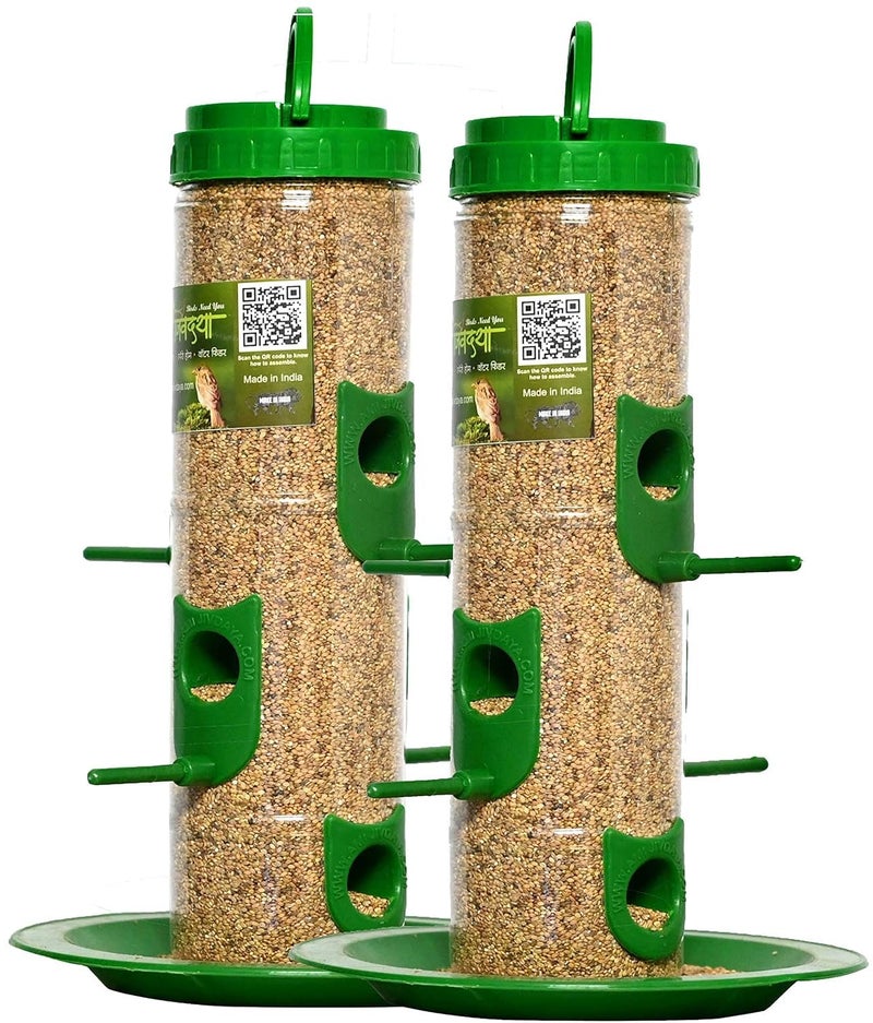 SpikeZone - Hanging Bird Feeder for Balcony I Outdoor Bird Food Feeder I 6 Feed Nozzles | 900gram Bird Food Capacity (Green, Pack of 2 Pcs) - Image 5