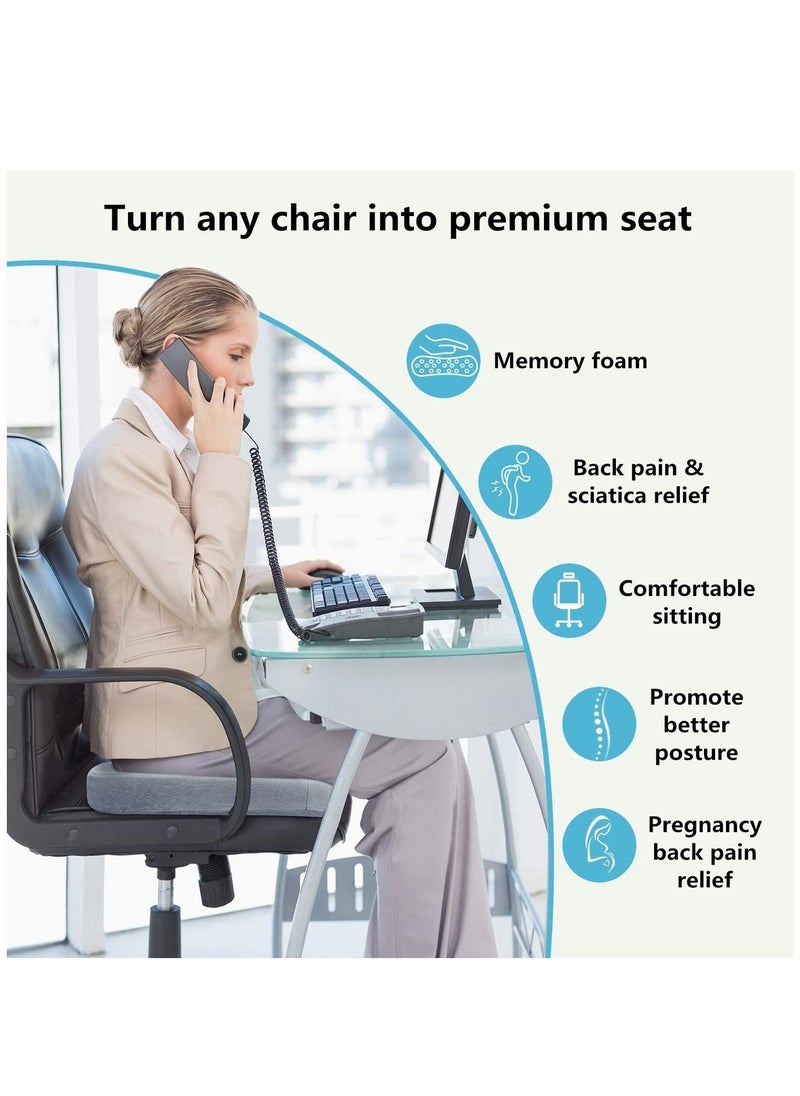 XiuWoo - Gel Seat Cushion Memory Foam Coccyx Cushion U Shape with Soft Velour Cover Non-Slip Bottom for Sciatica Tailbone Low Back Pain Herniated Disc Car Home Office Wheelchair Grey - Image 1