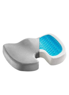 Gel Seat Cushion Memory Foam Coccyx Cushion U Shape with Soft Velour Cover Non-Slip Bottom for Sciatica Tailbone Low Back Pain Herniated Disc Car Home Office Wheelchair Grey