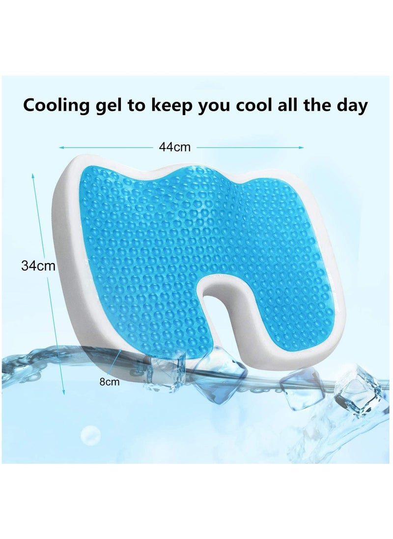 XiuWoo - Gel Seat Cushion Memory Foam Coccyx Cushion U Shape with Soft Velour Cover Non-Slip Bottom for Sciatica Tailbone Low Back Pain Herniated Disc Car Home Office Wheelchair Grey - Image 1
