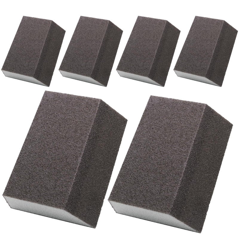 Luomorgo 6 Pcs 120 Grit Sanding Sponge Angle Sanding Block Coarse Sponge Sanding Block Reusable Wet Dry Sanding Sponges for Metal Drywall Plastic Wood Paint Angled
