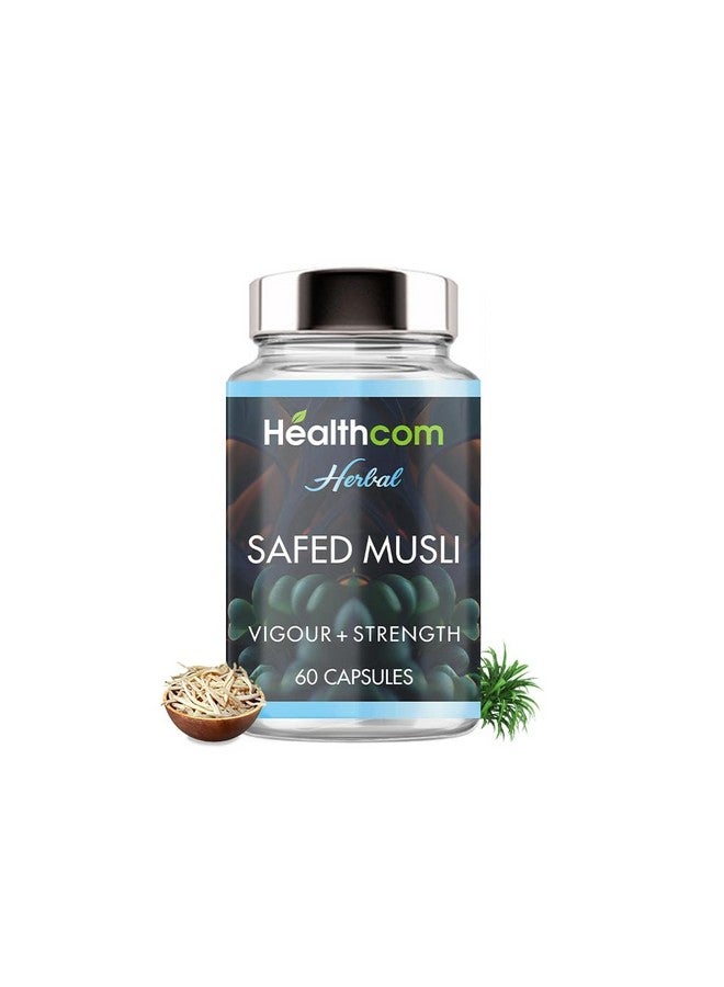 Healthcom Healthcom Safed Musli Extract 60 Capsules 500mg | Natural Immunity Booster | Enhances Energy, Sports Performance & Stamina | Supports Healthy Bones, Fast Recovery & Overall Wellness  - Image 1